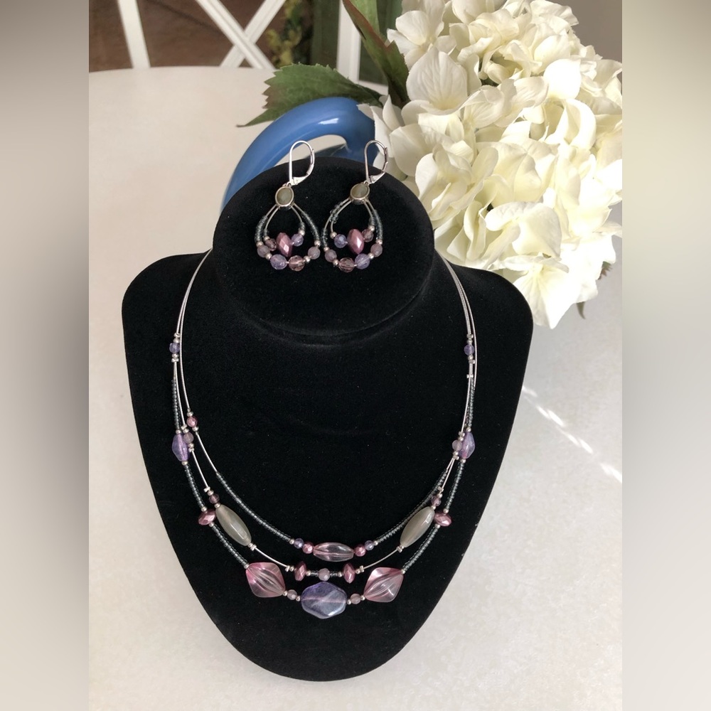 Illusion Necklace and Earrings Set